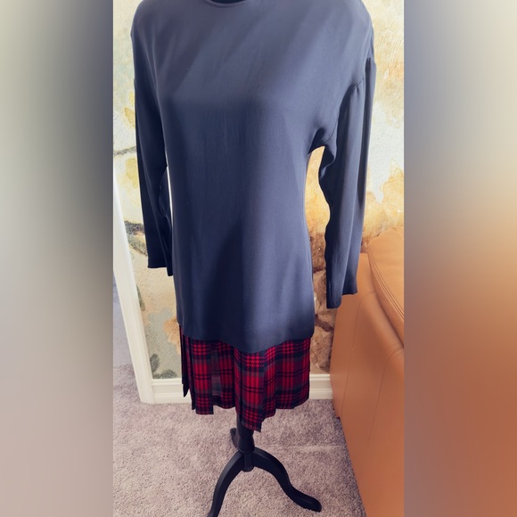 Linda Allard for Ellen Tracy Petite Silk Party Dress (10P) Black Red Plaid - Picture 6 of 6